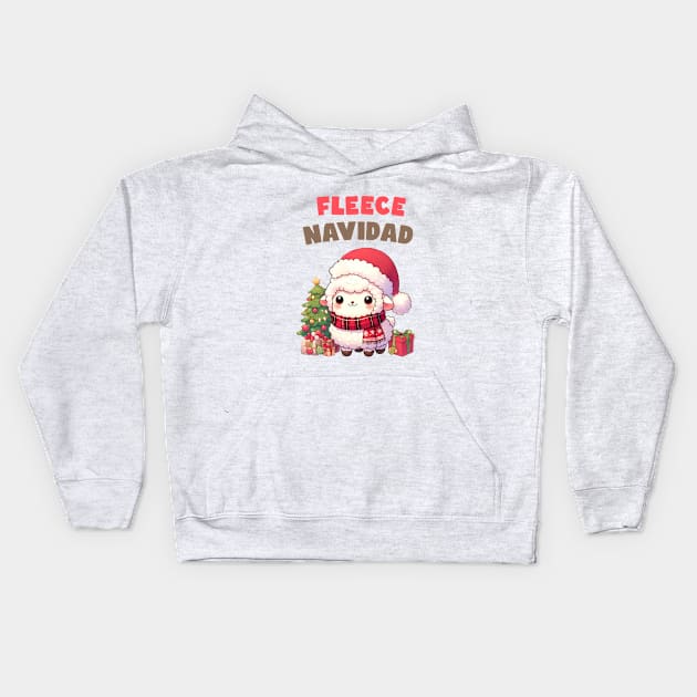 Fleece Navidad Christmas Sheep Kids Hoodie by Takeda_Art